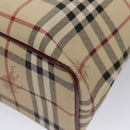 BURBERRY Nova Check Shoulder Bag PVC Beige Wine Red Silver Auth EC077-17