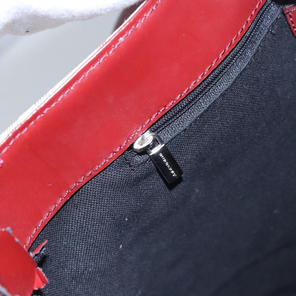 BURBERRY Nova Check Shoulder Bag PVC Beige Wine Red Silver Auth EC077