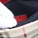 BURBERRY Nova Check Shoulder Bag PVC Beige Wine Red Silver Auth EC077-12