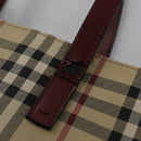 BURBERRY Nova Check Shoulder Bag PVC Beige Wine Red Silver Auth EC077-8