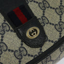 GUCCI GG Supreme Sherry Line Clutch Bag PVC Red Navy 156 01 030 Auth EC080-8