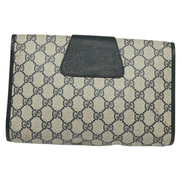GUCCI GG Supreme Sherry Line Clutch Bag PVC Red Navy 156 01 030 Auth EC080