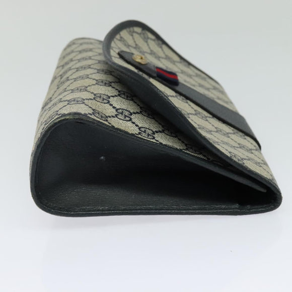 GUCCI GG Supreme Sherry Line Clutch Bag PVC Red Navy 156 01 030 Auth EC080
