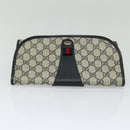 GUCCI GG Supreme Sherry Line Clutch Bag PVC Red Navy 156 01 030 Auth EC080-5
