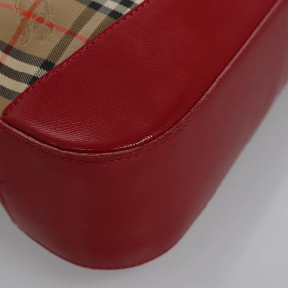 Burberrys Nova Check Shoulder Bag Canvas Beige Red gold Auth EC082