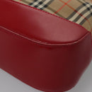 Burberrys Nova Check Shoulder Bag Canvas Beige Red gold Auth EC082-14