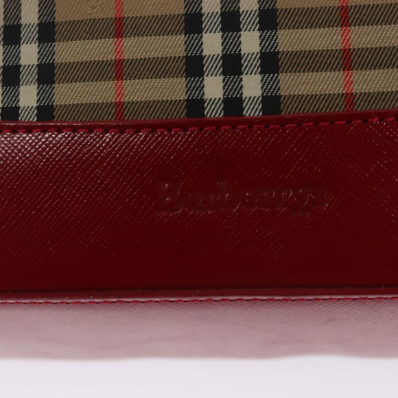 Burberrys Nova Check Shoulder Bag Canvas Beige Red gold Auth EC082