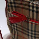 Burberrys Nova Check Shoulder Bag Canvas Beige Red gold Auth EC082-18
