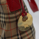 Burberrys Nova Check Shoulder Bag Canvas Beige Red gold Auth EC082-10