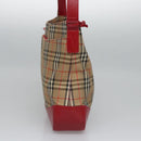 Burberrys Nova Check Shoulder Bag Canvas Beige Red gold Auth EC082-3