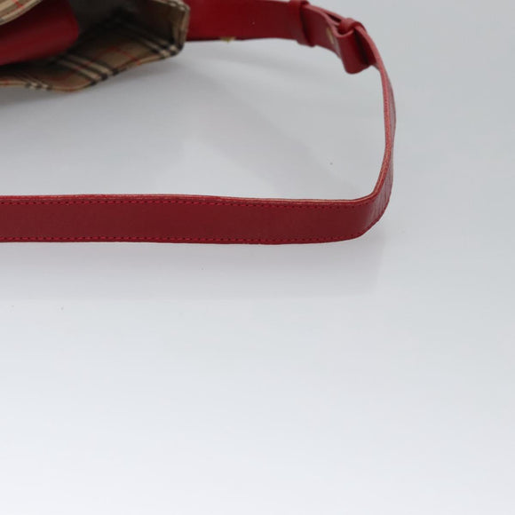 Burberrys Nova Check Shoulder Bag Canvas Beige Red gold Auth EC082