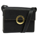 CELINE Shoulder Bag Leather Black Auth EC092-1