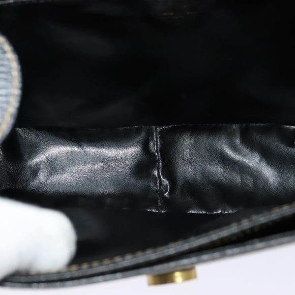 CELINE Shoulder Bag Leather Black Auth EC092