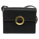 CELINE Shoulder Bag Leather Black Auth EC092-13