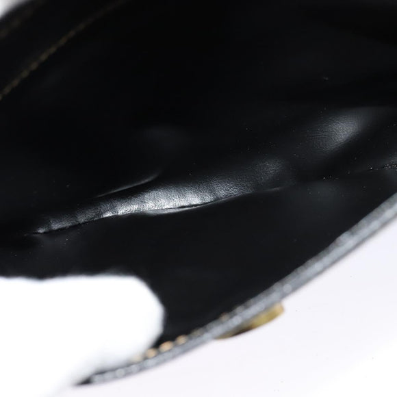 CELINE Shoulder Bag Leather Black Auth EC092