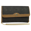 Christian Dior Honeycomb Canvas Chain Shoulder Bag PVC Black Gold Auth EC097-1