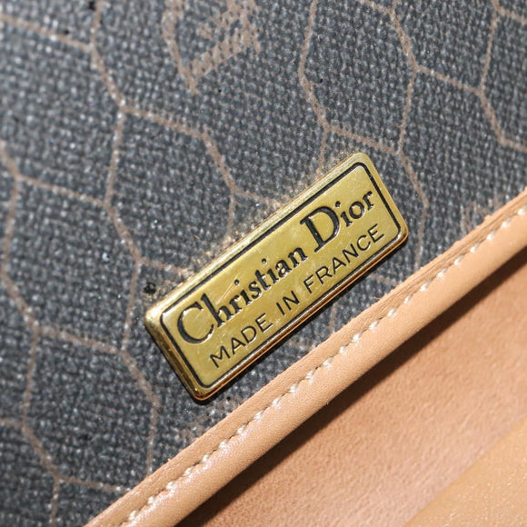 Christian Dior Honeycomb Canvas Chain Shoulder Bag PVC Black Gold Auth EC097