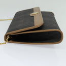 Christian Dior Honeycomb Canvas Chain Shoulder Bag PVC Black Gold Auth EC097-3