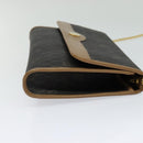 Christian Dior Honeycomb Canvas Chain Shoulder Bag PVC Black Gold Auth EC097-4