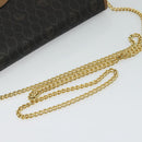 Christian Dior Honeycomb Canvas Chain Shoulder Bag PVC Black Gold Auth EC097-7