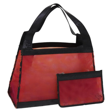 CHANEL Hand Bag Nylon Red CC Auth EC1000