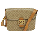 CELINE Macadam Canvas Horse Carriage Shoulder Bag Beige Gold Auth EC1008-1