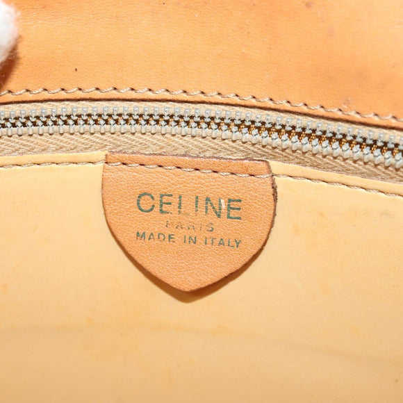 CELINE Macadam Canvas Horse Carriage Shoulder Bag Beige Gold Auth EC1008