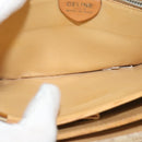 CELINE Macadam Canvas Horse Carriage Shoulder Bag Beige Gold Auth EC1008-22