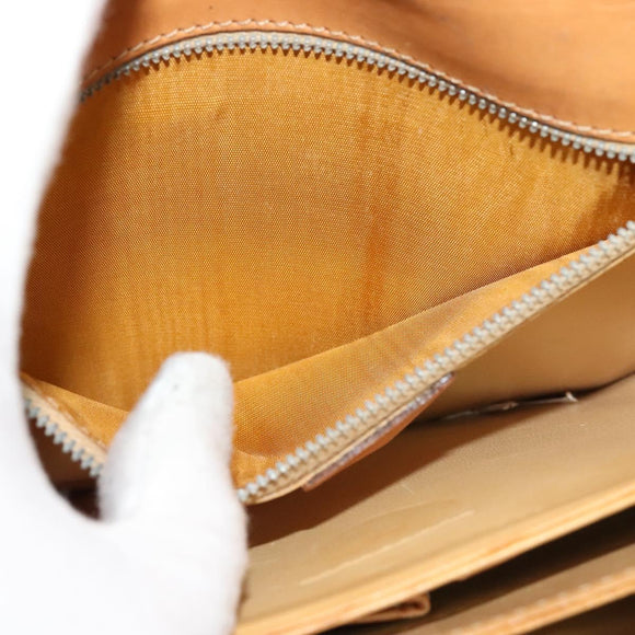 CELINE Macadam Canvas Horse Carriage Shoulder Bag Beige Gold Auth EC1008