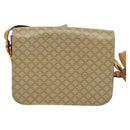 CELINE Macadam Canvas Horse Carriage Shoulder Bag Beige Gold Auth EC1008-2