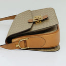 CELINE Macadam Canvas Horse Carriage Shoulder Bag Beige Gold Auth EC1008-3