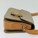 CELINE Macadam Canvas Horse Carriage Shoulder Bag Beige Gold Auth EC1008-4