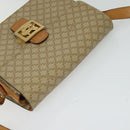 CELINE Macadam Canvas Horse Carriage Shoulder Bag Beige Gold Auth EC1008-6