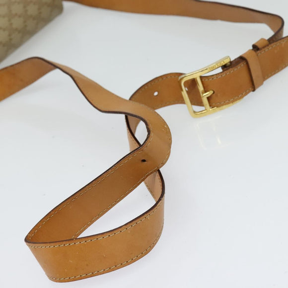 CELINE Macadam Canvas Horse Carriage Shoulder Bag Beige Gold Auth EC1008