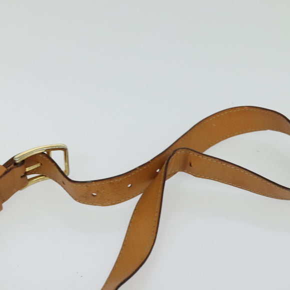 CELINE Macadam Canvas Horse Carriage Shoulder Bag Beige Gold Auth EC1008