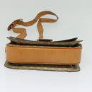 CELINE Macadam Canvas Horse Carriage Shoulder Bag Beige Gold Auth EC1008-5