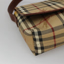 BURBERRY Nova Check Shoulder Bag PVC Leather Beige Auth EC1010-15