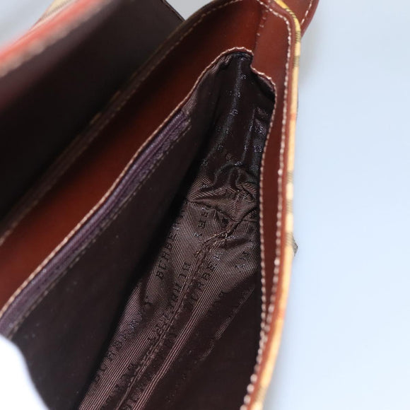 BURBERRY Nova Check Shoulder Bag PVC Leather Beige Auth EC1010