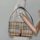 BURBERRY Nova Check Shoulder Bag PVC Leather Beige Auth EC1010-20