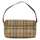 BURBERRY Nova Check Shoulder Bag PVC Leather Beige Auth EC1010-2