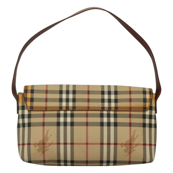 BURBERRY Nova Check Shoulder Bag PVC Leather Beige Auth EC1010