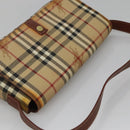 BURBERRY Nova Check Shoulder Bag PVC Leather Beige Auth EC1010-6