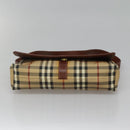 BURBERRY Nova Check Shoulder Bag PVC Leather Beige Auth EC1010-5