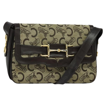 CELINE C Sulky Shoulder Bag Canvas Beige Auth EC1017