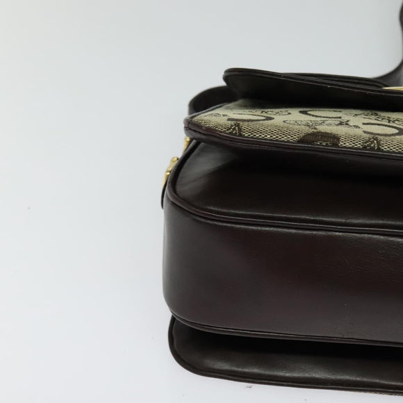 CELINE C Sulky Shoulder Bag Canvas Beige Auth EC1017