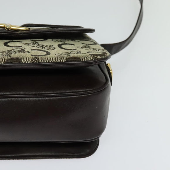 CELINE C Sulky Shoulder Bag Canvas Beige Auth EC1017