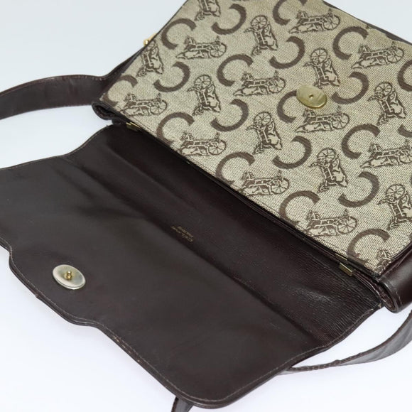 CELINE C Sulky Shoulder Bag Canvas Beige Auth EC1017