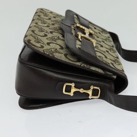 CELINE C Sulky Shoulder Bag Canvas Beige Auth EC1017