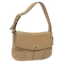 Coach Shoulder Bag Leather Beige Gold Auth EC1029-1