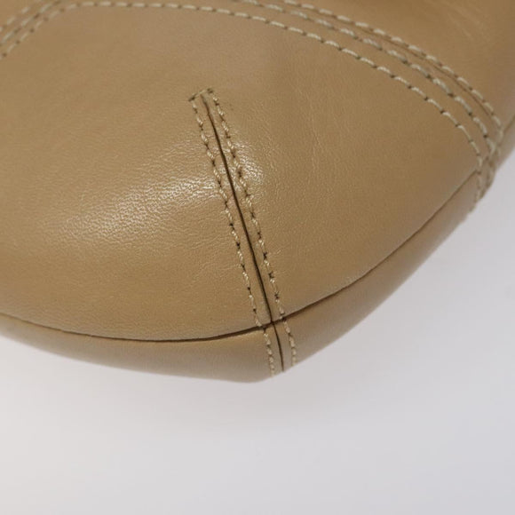 Coach Shoulder Bag Leather Beige Gold Auth EC1029